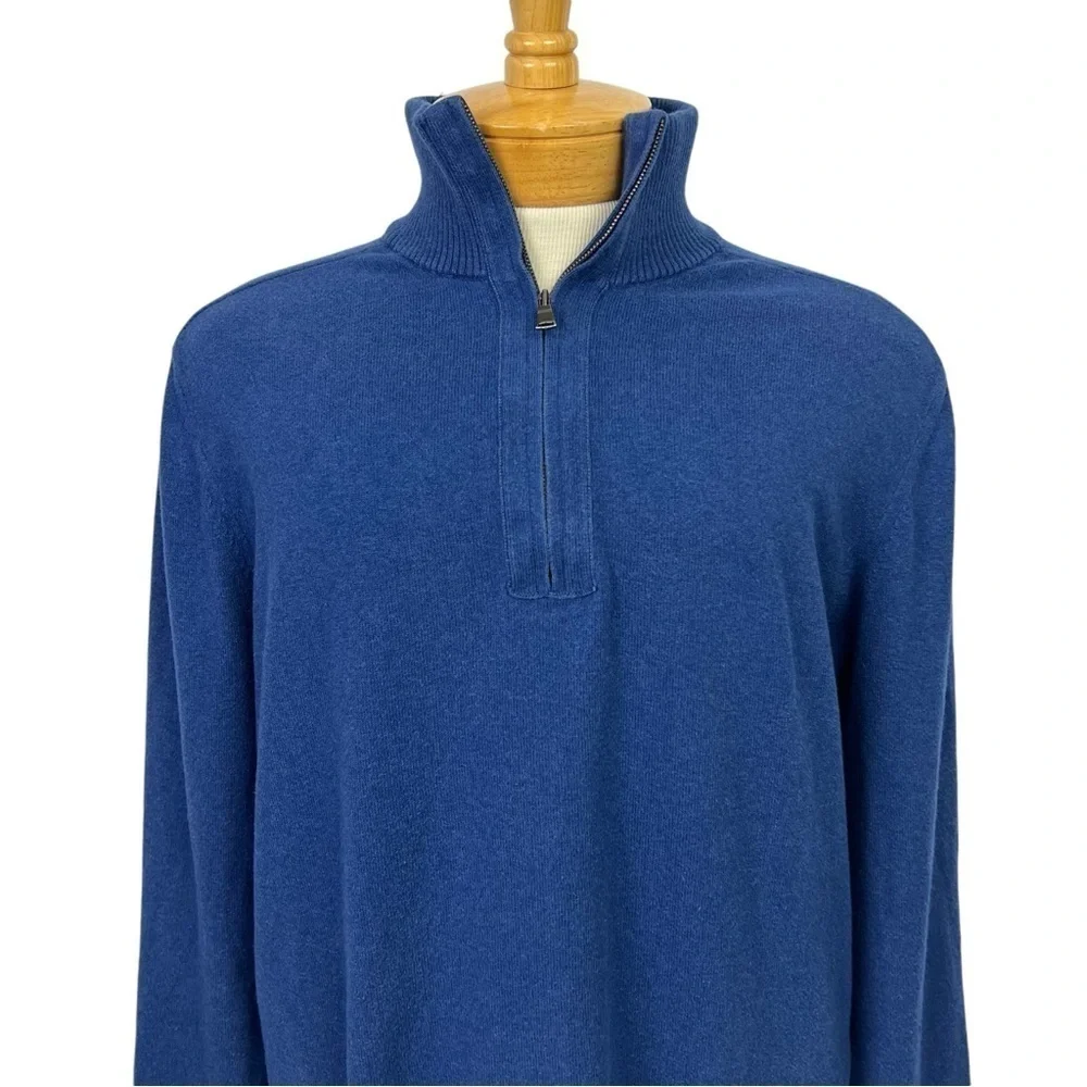Banana Republic Men’s 1/4 Zip Sweater Sz XL Color Blue Mock Neck 10% Cashmere
